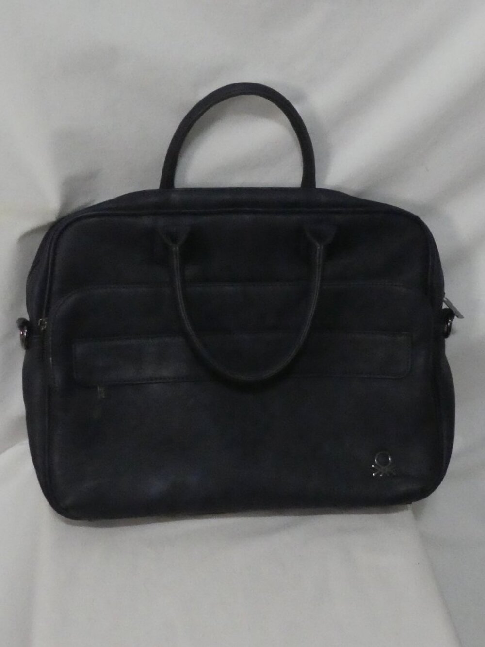 Vintage UNITED COLORS OF BENETTON Navy Faux Leather Briefcase Laptop Bag